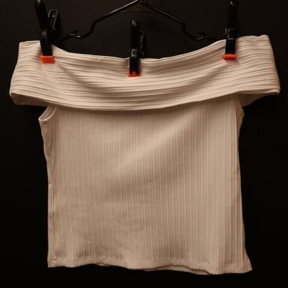 -Madewell NWT Womens Ribbed Off-the-Shoulder Top in Pristine White Size L - Picture 6 of 14